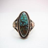Vintage Split Ring with Oval Turquoise  c.1940