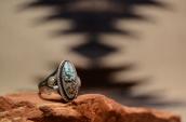 Vintage Split Ring with Oval Turquoise  c.1940