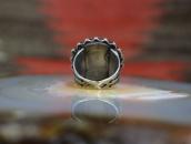 Antique Navajo Crimped Wire Face Ring w/PetrifiedWood c.1940