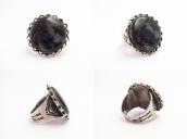 Antique Navajo Crimped Wire Face Ring w/PetrifiedWood c.1940