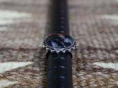 Antique Navajo Crimped Wire Face Ring w/PetrifiedWood c.1940