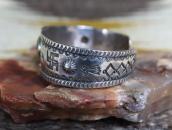 Antique Navajo T-birds & 卍 Stamped Ingot Silver Cuff c.1920～