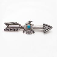 Atq Navajo T-bird & Arrow Shaped Ingot Silver Pin c.1920～