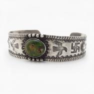Antique Navajo T-birds & 卍 Stamped Ingot Silver Cuff c.1920～