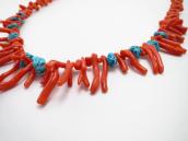 Old Single Strand Branch Coral & Turquoise Necklace  c.1975～