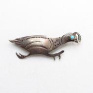 Antique Quail Shape Stamped Silver Small Pin  c.1940