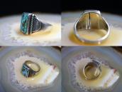 Antique Navajo Ring in Silver w/Rect. Gem Turquoise  c.1930～