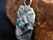Antique Navajo Stamped 卍 Applique Silver Tag Necklace c.1930