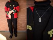 Antique Navajo Stamped 卍 Applique Silver Tag Necklace c.1930