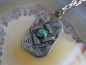 Antique Navajo Stamped 卍 Applique Silver Tag Necklace c.1930