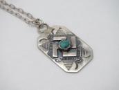 Antique Navajo Stamped 卍 Applique Silver Tag Necklace c.1930