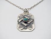 Antique Navajo Stamped 卍 Applique Silver Tag Necklace c.1930