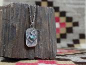 Antique Navajo Stamped 卍 Applique Silver Tag Necklace c.1930