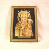 Antique Bamboo Collage Icon of a Mother of God