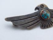 Antique Thunderbird Shape Stamped Silver Pin w/Gem TQ c.1930