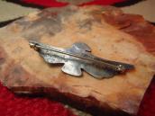 Antique Thunderbird Shape Stamped Silver Pin w/Gem TQ c.1930
