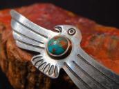 Antique Thunderbird Shape Stamped Silver Pin w/Gem TQ c.1930