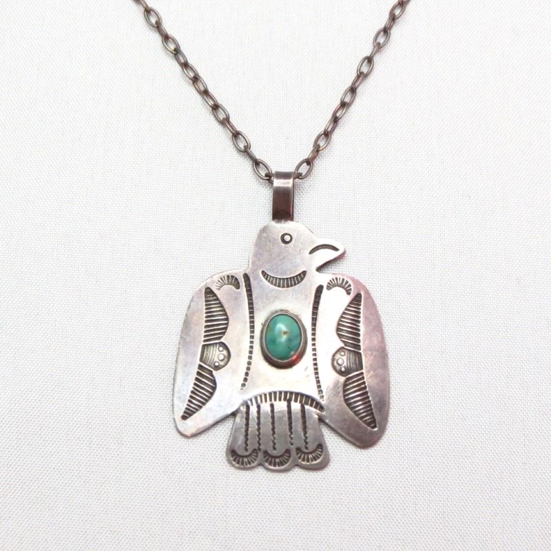 Antique UITA10 Thunderbird Shape Fob Necklace w/TQ  c.1930