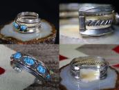 Vtg Navajo Hi-Grade No.8 Turquoise Row Cuff in Silver c.1955