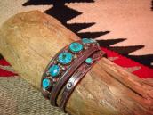 Vintage Cuff with Seven Morenci Turquoise  c.1950～