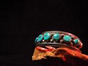 Vintage Cuff with Seven Morenci Turquoise  c.1950～