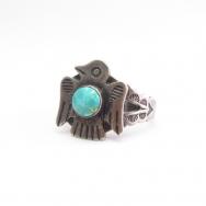 Antique Thunderbird Scalloped Edge Tourist Ring w/TQ  c.1940