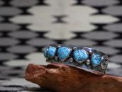 Vtg Pueblo or Navajo Gem Godber Turquoise Row Cuff  c.1955～