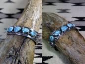 Vtg Pueblo or Navajo Gem Godber Turquoise Row Cuff  c.1955～
