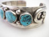Vtg Pueblo or Navajo Gem Godber Turquoise Row Cuff  c.1955～