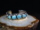 Vtg Pueblo or Navajo Gem Godber Turquoise Row Cuff  c.1955～
