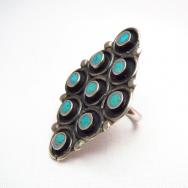 Vintage Zuni Diamond Shape Silver Ring w/9TQ  c.1960～