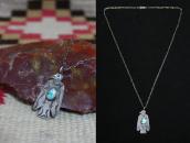Atq Stamped Thunderbird Fob Necklace w/Turquoise c.1935～