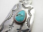 Atq Stamped Thunderbird Fob Necklace w/Turquoise c.1935～