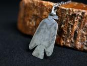 Atq Stamped Thunderbird Fob Necklace w/Turquoise c.1935～