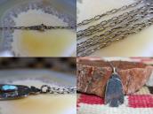 Atq Stamped Thunderbird Fob Necklace w/Turquoise c.1935～