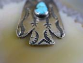 Atq Stamped Thunderbird Fob Necklace w/Turquoise c.1935～