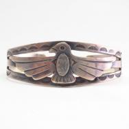 Antique Thunderbird 『M』 Engraved Silver Cuff Bracelet c.1940