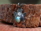 Atq Zuni or Navajo Turtle Top w/Turquoise Necklace  c.1930～
