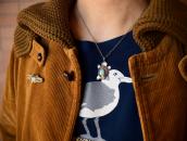 Atq Zuni or Navajo Turtle Top w/Turquoise Necklace  c.1930～