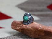 Atq Navajo T-bird Applique & 卍Stamped Cigar Band Ring c.1930