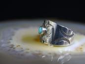 Atq Navajo T-bird Applique Silver Ring w/Turquoise c.1930～