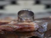 Atq Navajo T-bird Applique Silver Ring w/Turquoise c.1930～