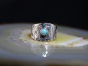 Atq Navajo T-bird Applique Silver Ring w/Turquoise c.1930～