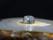 Atq Navajo T-bird Applique Silver Ring w/Turquoise c.1930～