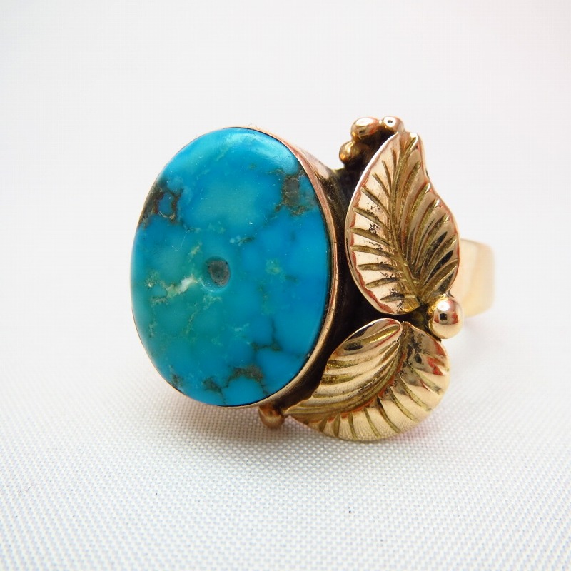 Vintage 14K Solid Gold Ring with Turquoise c.1960～