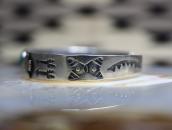 Atq Stamped T-birds Applique w/Green Turquoise Cuff  c.1930～