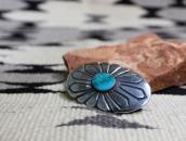 Atq Navajo Stamped Ingot Slv Pin&Top w/Gem Turquoise c.1940～