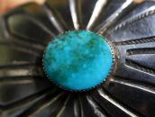 Atq Navajo Stamped Ingot Slv Pin&Top w/Gem Turquoise c.1940～