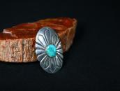 Atq Navajo Stamped Ingot Slv Pin&Top w/Gem Turquoise c.1940～