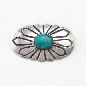 Atq Navajo Stamped Ingot Slv Pin&Top w/Gem Turquoise c.1940～